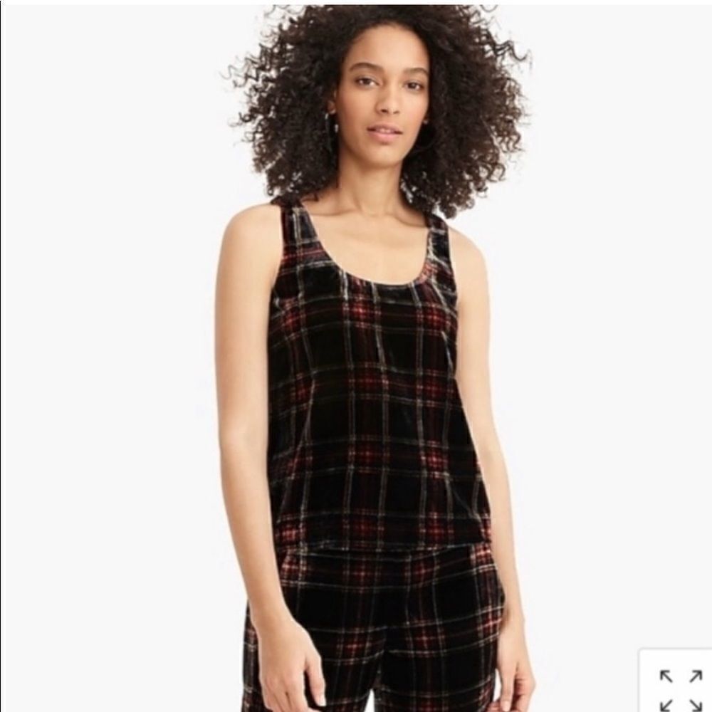 🚨4/$25 NWT j crew Stewart tartan velvet tank plaid petite